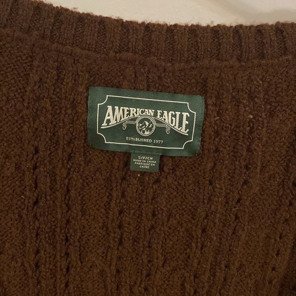 American Eagle Outfitters brown cable knit sweater cardigan - Picture 5 of 7